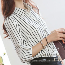 Fashion Women Stripe Shirt White and Black